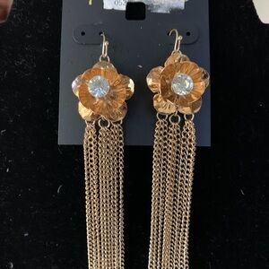 Able Gold Floral Tassel Earrings